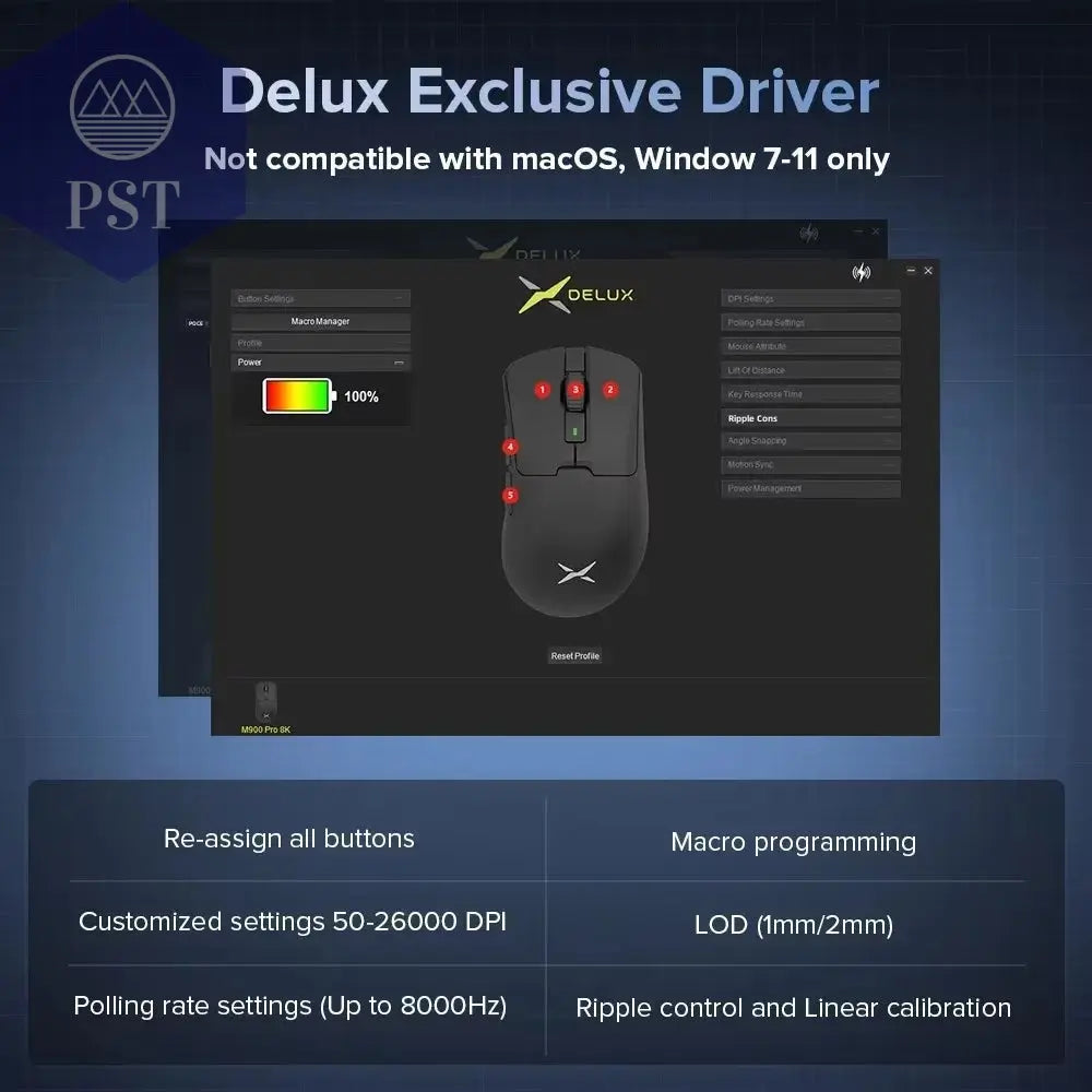 Delux M900Pro Ergonomische Kabellose Gaming-Maus 8K PAW3395 Magnetische Rgb-Ladestation Wiederaufladbare Kabelgebundene Mäuse Für PC Mit Großer Hand PST PS Tradings PST PS Tradings PST PS Tradings Delux M900Pro Ergonomische Kabellose Gaming-Maus 8K PAW3395 Magnetische Rgb-Ladestation Wiederaufladbare Kabelgebundene Mäuse Für PC Mit Großer Hand