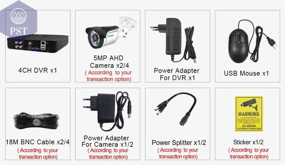 Smar 5MP Security Camera System Witth 18M Wired Cable Video Surveillance Kit Indoor Outdoor Waterproof CCTV Camera 5 in 1 DVR PST PS Tradings PST PS Tradings PST PS Tradings