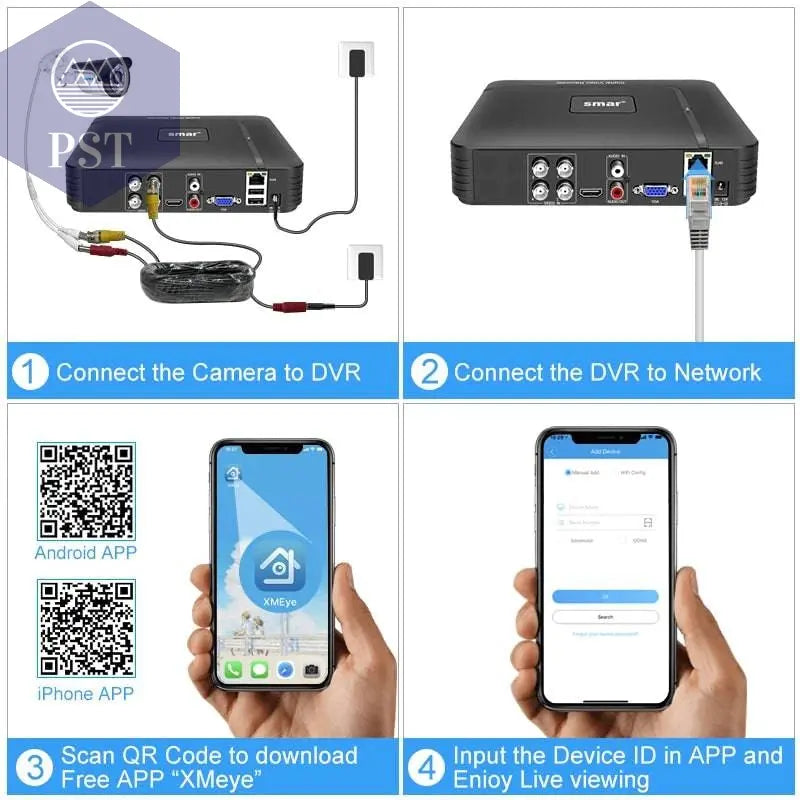 Smar 5MP Security Camera System Witth 18M Wired Cable Video Surveillance Kit Indoor Outdoor Waterproof CCTV Camera 5 in 1 DVR PST PS Tradings PST PS Tradings PST PS Tradings