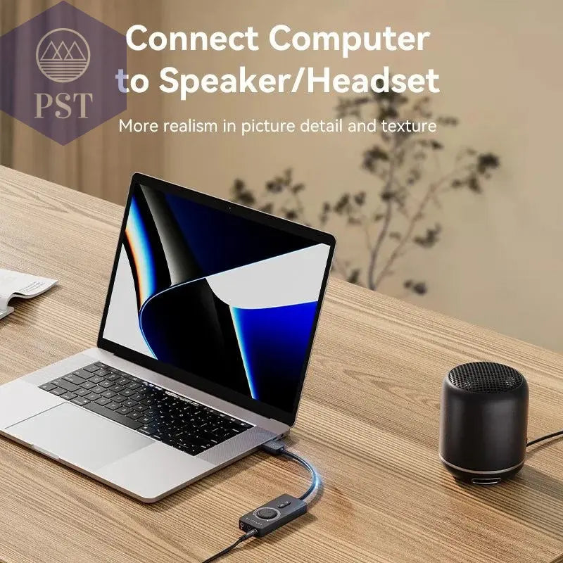 Vention USB External Sound Card USB to 3.5mm Audio Adapter USB to Earphone Microphone for Macbook Computer Laptop PS4 Sound Card PST PS Tradings