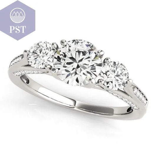 14k White Gold 3 Stone Style Round Diamond Engagement Ring (1 3/4 cttw)  Ring in Weißgold mit 3 drei Diamanten Schmuck jewelry     PST PS Tradings