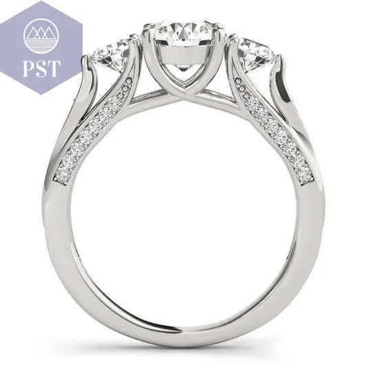14k White Gold 3 Stone Style Round Diamond Engagement Ring (1 3/4 cttw)  Ring in Weißgold mit 3 drei Diamanten Schmuck jewelry     PST PS Tradings