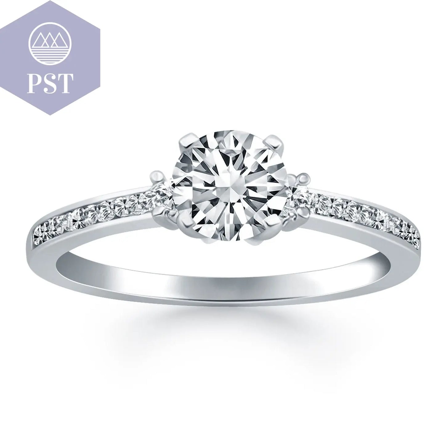 14k White Gold Diamond Accent Engagement Ring PST PS Tradings Ringe PST PS Tradings 4.5inches PST PS Tradings 14k White Gold Diamond Accent Engagement Ring Ringe