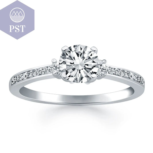 14k White Gold Diamond Accent Engagement Ring PST PS Tradings Ringe PST PS Tradings 4.5inches PST PS Tradings 14k White Gold Diamond Accent Engagement Ring Ringe