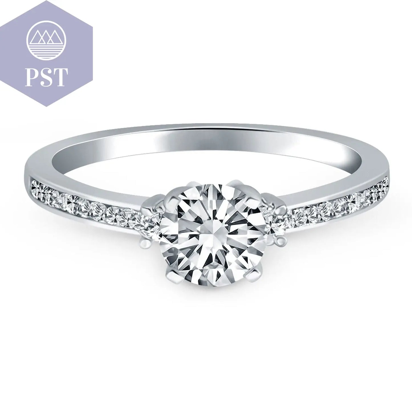 14k White Gold Diamond Accent Engagement Ring PST PS Tradings Ringe PST PS Tradings  PST PS Tradings 14k White Gold Diamond Accent Engagement Ring Ringe