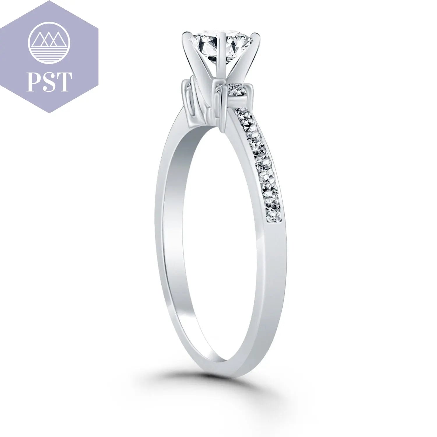 14k White Gold Diamond Accent Engagement Ring PST PS Tradings Ringe PST PS Tradings  PST PS Tradings 14k White Gold Diamond Accent Engagement Ring Ringe
