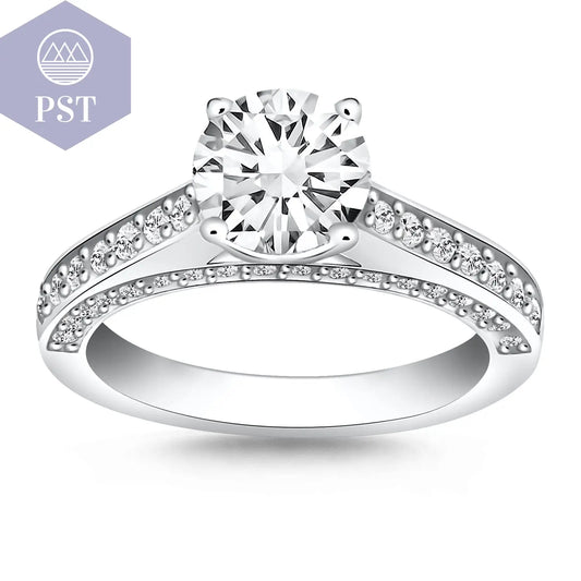 14k White Gold Pave Diamond Cathedral Engagement Ring  schmuck     PST PS Tradings