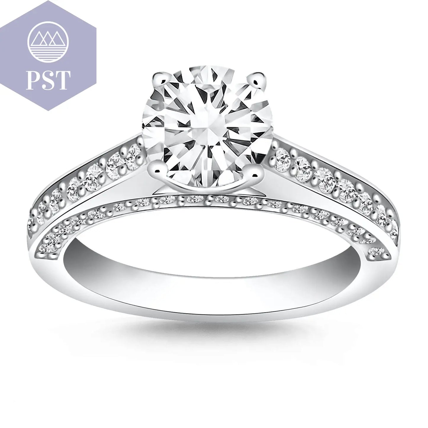 14k White Gold Pave Diamond Cathedral Engagement Ring  schmuck     PST PS Tradings