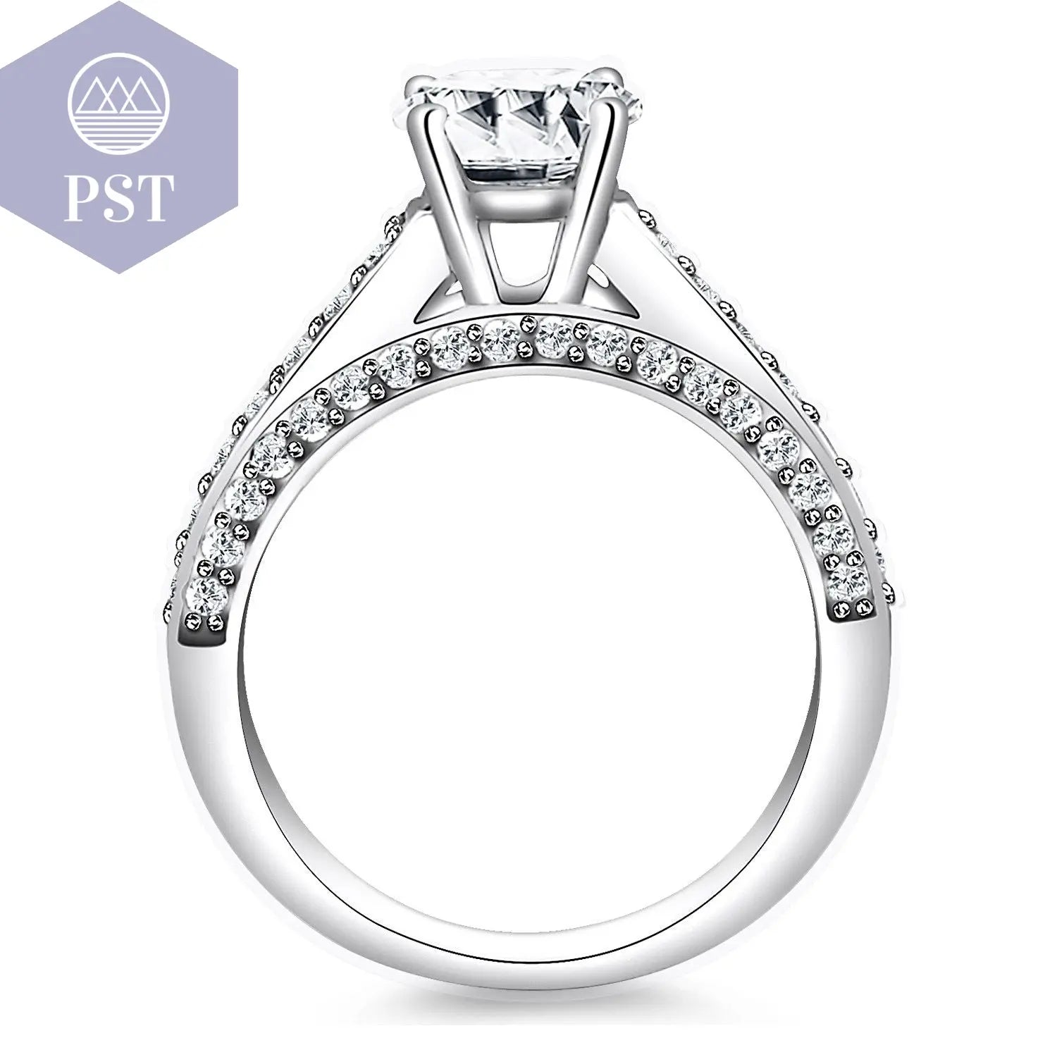 14k White Gold Pave Diamond Cathedral Engagement Ring  schmuck     PST PS Tradings
