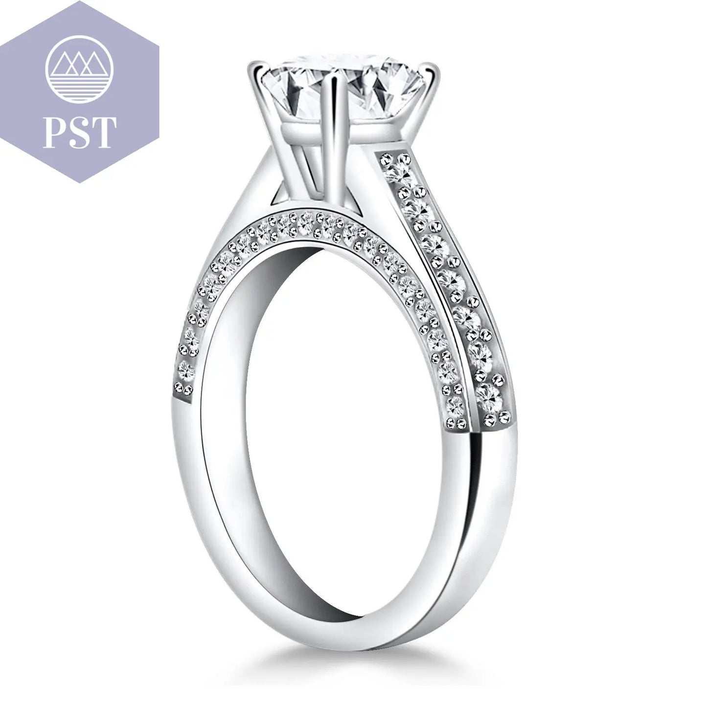14k White Gold Pave Diamond Cathedral Engagement Ring  schmuck     PST PS Tradings