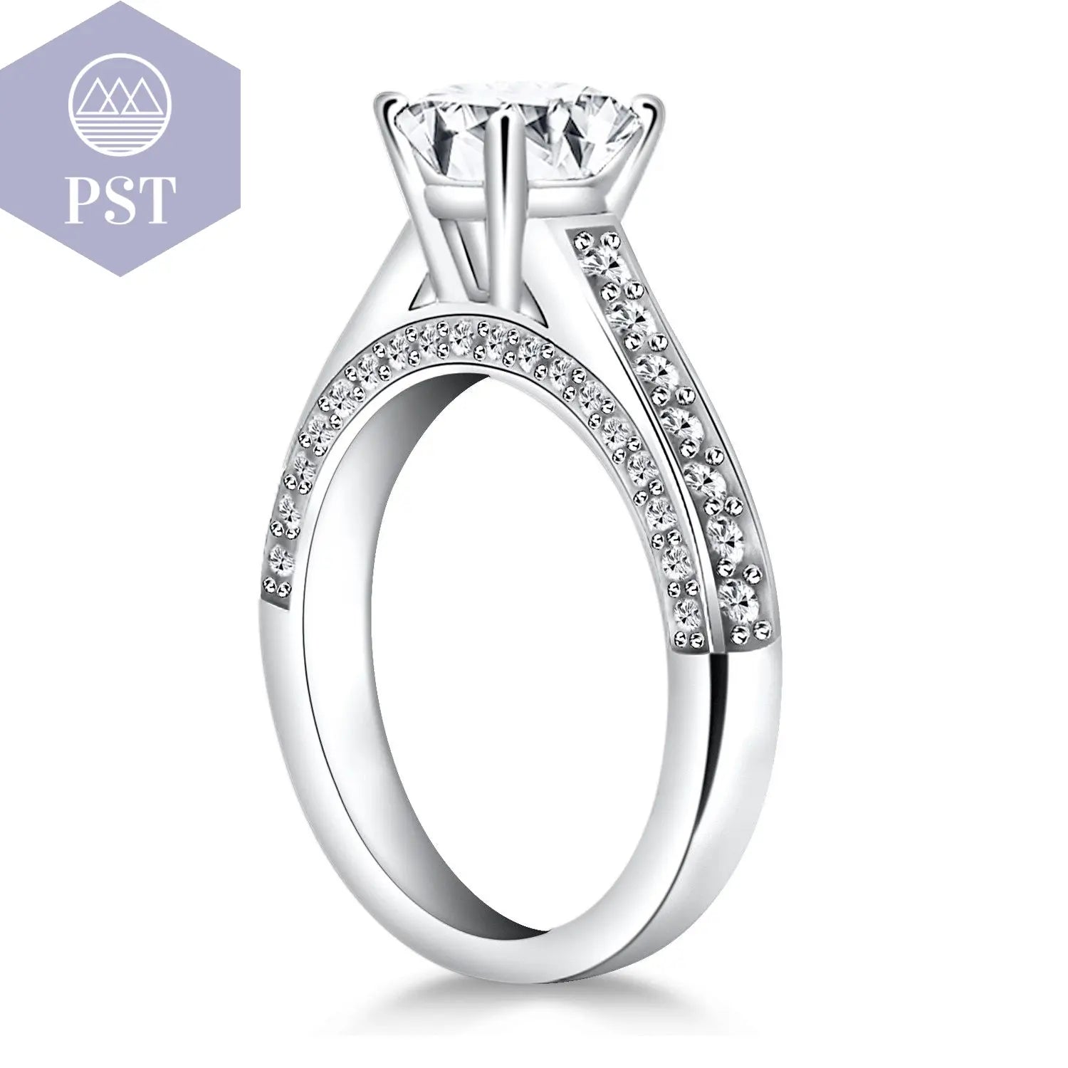14k White Gold Pave Diamond Cathedral Engagement Ring  schmuck     PST PS Tradings