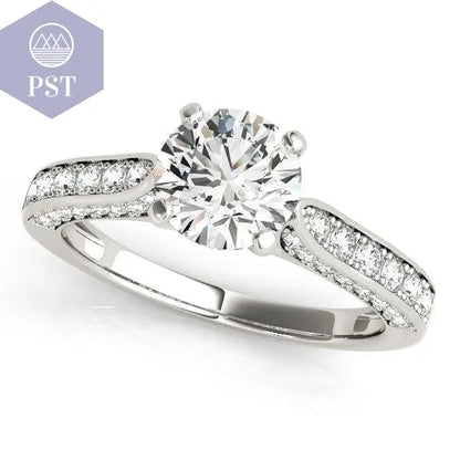 14k White Gold Round Cathedral Diamond Engagement Ring (1 1/2 cttw) PST PS Tradings Diamantring PST PS Tradings 4.5inches PST PS Tradings