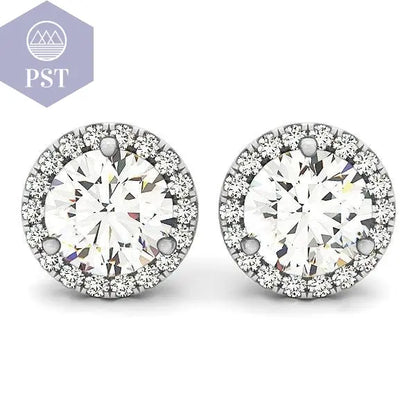 14k White Gold Round Prong Halo Style Earrings (1 cttw)  schmuck     PST PS Tradings