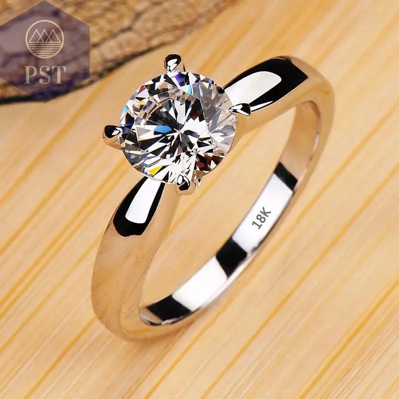 18K White Gold Zirconia Ring PST PS Tradings  PST PS Tradings 8-R128 PST PS Tradings 18K White Gold Zirconia Ring
