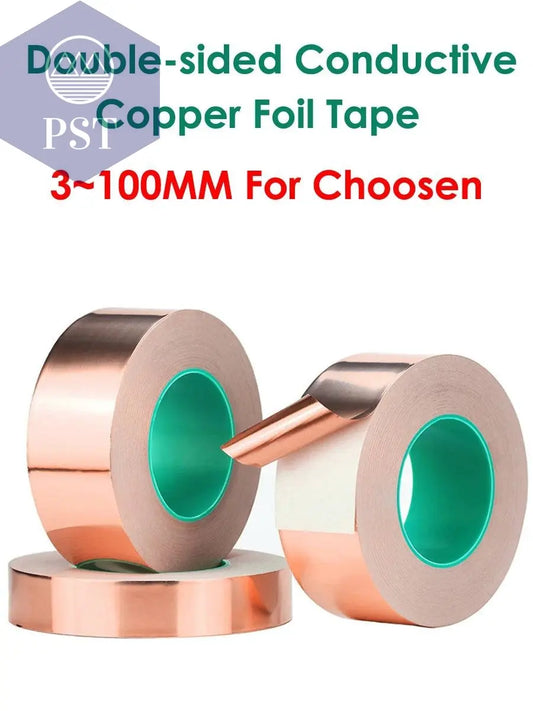 3~50mm *25M Double Sided Conduct Copper Foil Tape Mask Electromagnetic Shielding double side conductive copper foil tape - PST PS Tradings