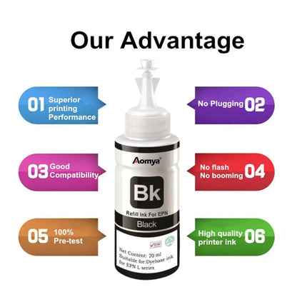 664 Refill dye ink For Epson L100 L110 L210 L120 L220 L310 L355 L362 L366 L365 L380 L486 L800 L805 L810 ET-2650 Printer 4 Colors - PST PS Tradings