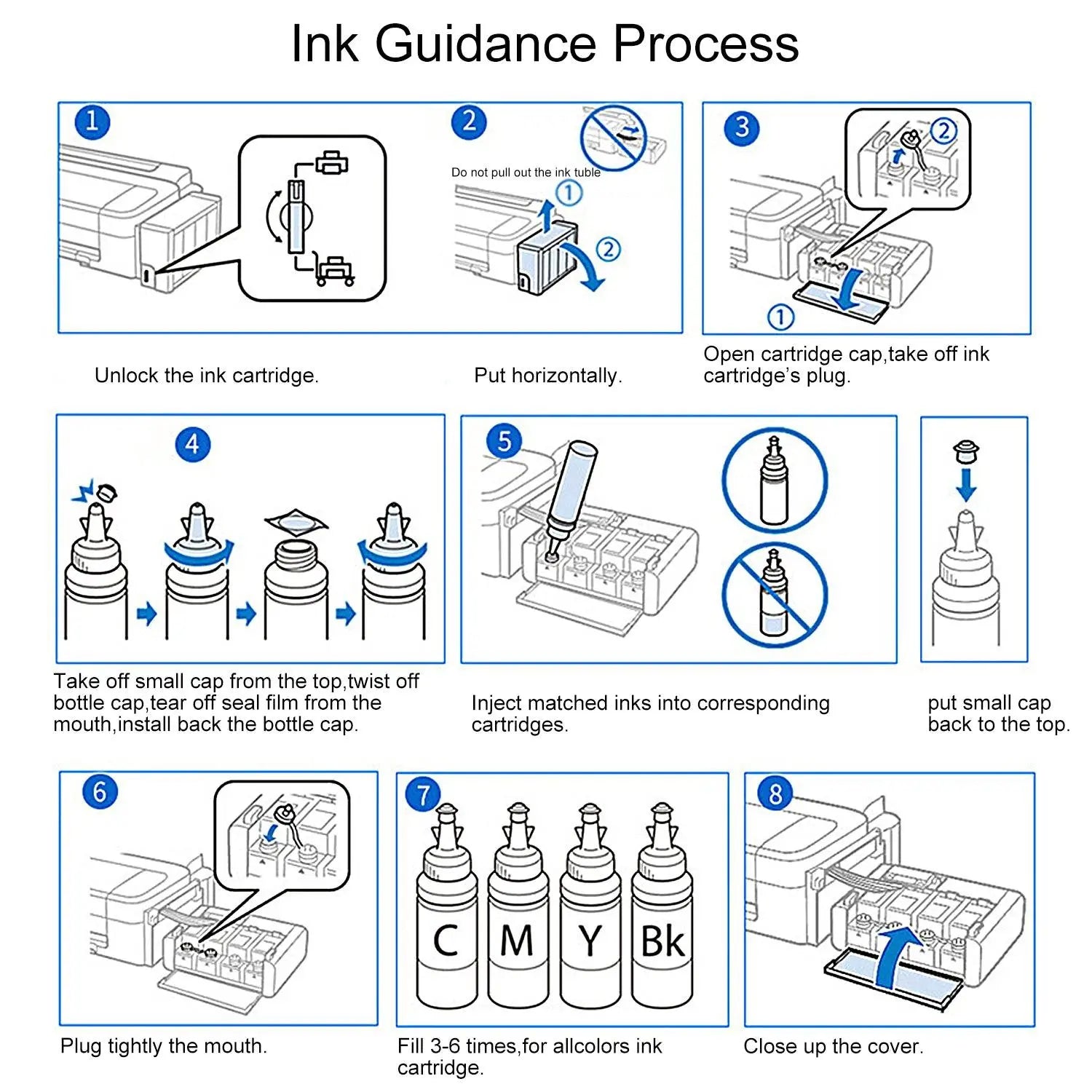 664 Refill dye ink For Epson L100 L110 L210 L120 L220 L310 L355 L362 L366 L365 L380 L486 L800 L805 L810 ET-2650 Printer 4 Colors - PST PS Tradings
