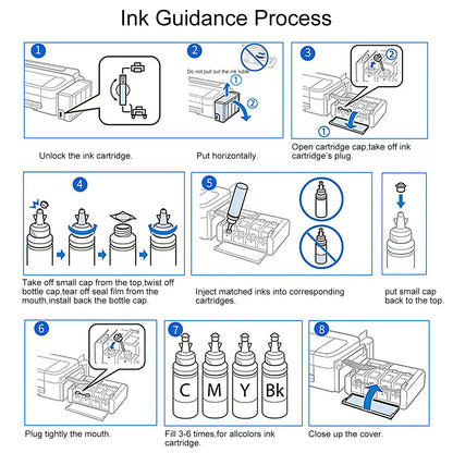 664 Refill dye ink For Epson L100 L110 L210 L120 L220 L310 L355 L362 L366 L365 L380 L486 L800 L805 L810 ET-2650 Printer 4 Colors - PST PS Tradings