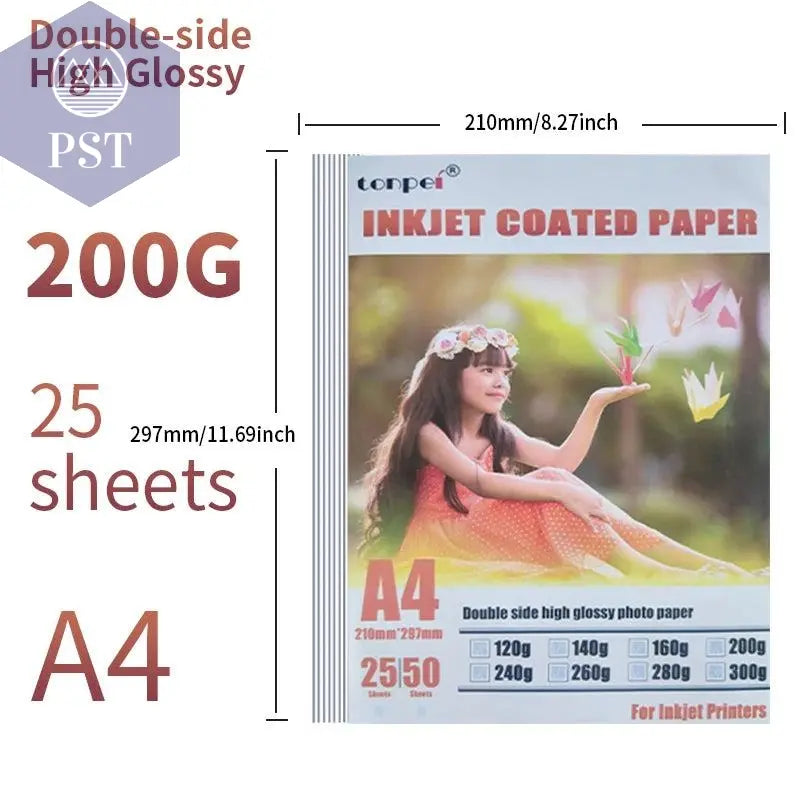 A4 Double Side High Glossy Inkjet Coated Paper For Use In Making Menu Cover Brochures Photo Picture 25sheets 8.3inch*11.7inch - PST PS Tradings