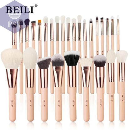 BEILI Pink Makeup Brushes High Quality Powder Foundation Blush Eyeshadow Make Up Brush Set  Natural Hair косметика - PST PS Tradings