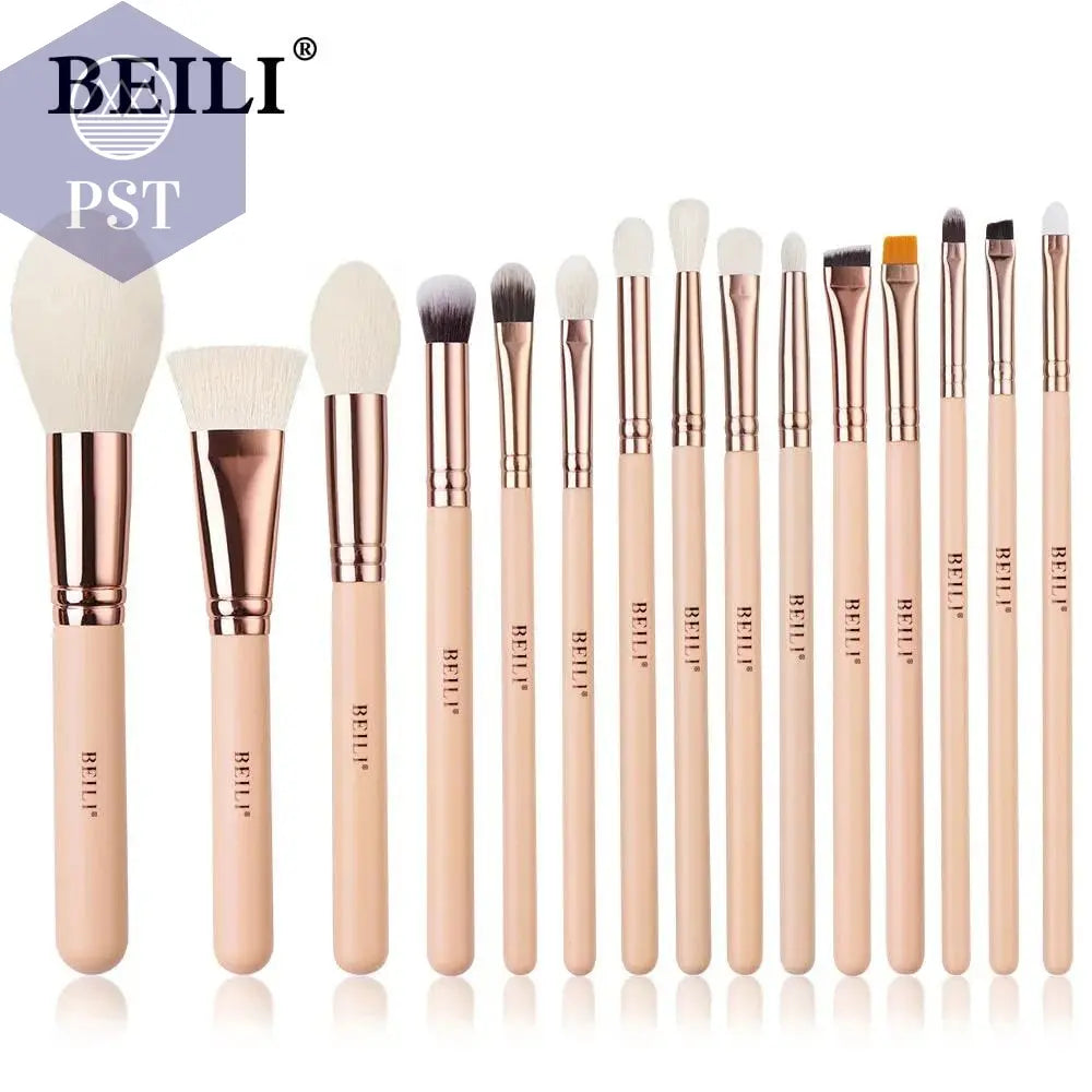 BEILI Pink Makeup Brushes High Quality Powder Foundation Blush Eyeshadow Make Up Brush Set  Natural Hair косметика - PST PS Tradings