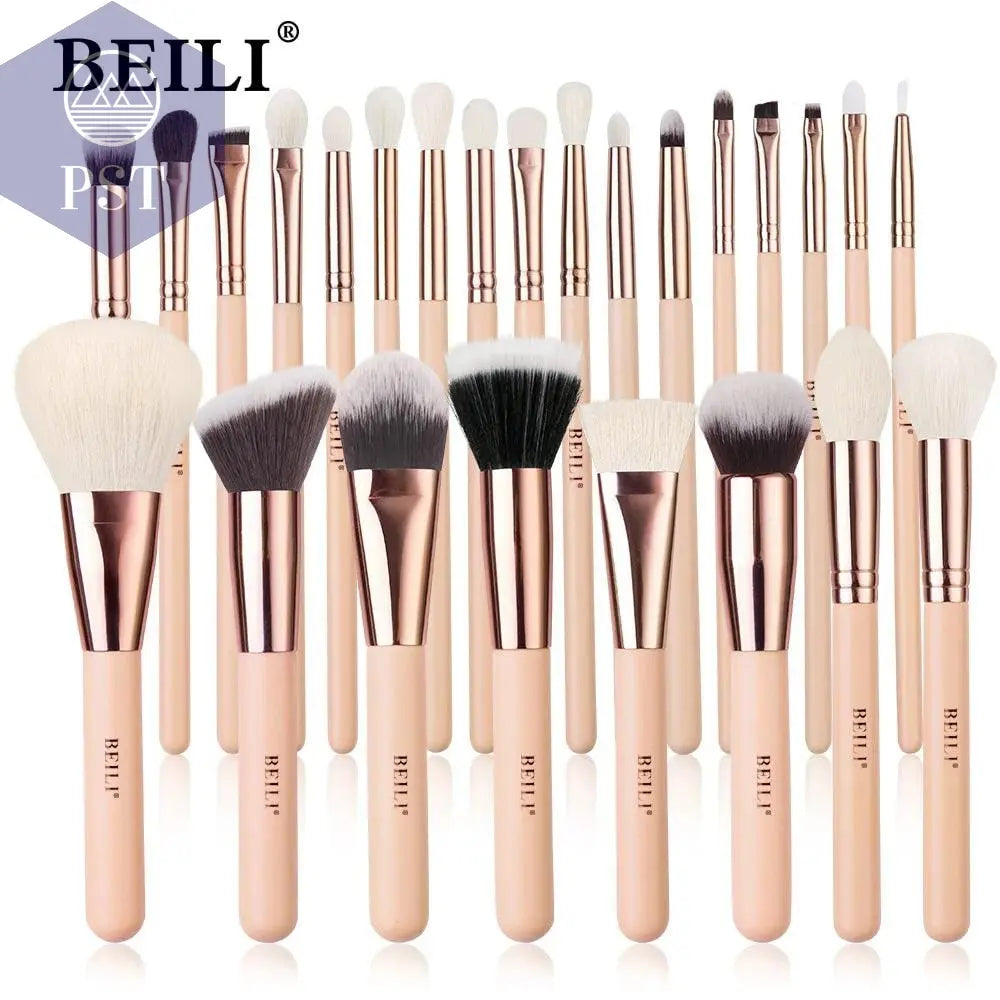 BEILI Pink Makeup Brushes High Quality Powder Foundation Blush Eyeshadow Make Up Brush Set  Natural Hair косметика - PST PS Tradings