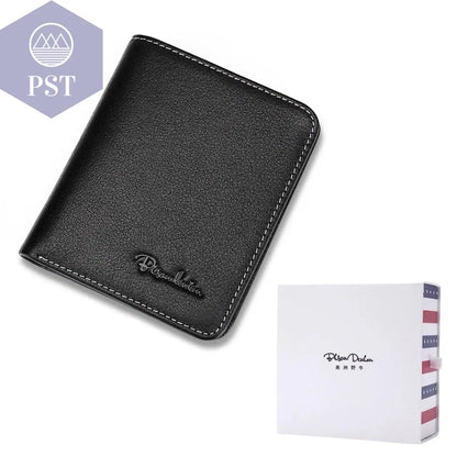 BISON DENIM Men Wallets Black Genuine Leather Purse For Men Business Card Holder Men's Wallet Mini N4429 - PST PS Tradings