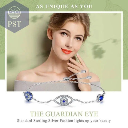 Bamoer 100% 925 Sterling Silver Blue Zircon Evil Eyes Bracelet Guardian Eye Chain for Women Gift Fine Jewelry SCB089 - PST PS Tradings