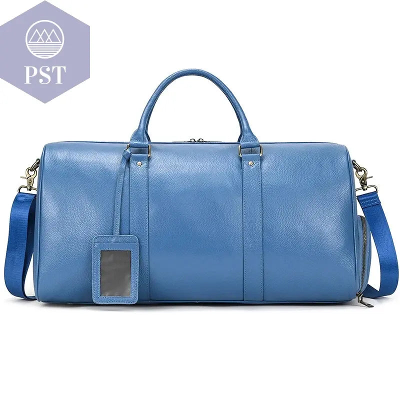 Big Capacity Genuine Leather Travel Bag For Men Women Soft Black Cowhide Casual Travel Duffel Large Luggage Weekend Shoulder Bag       PST PS Tradings