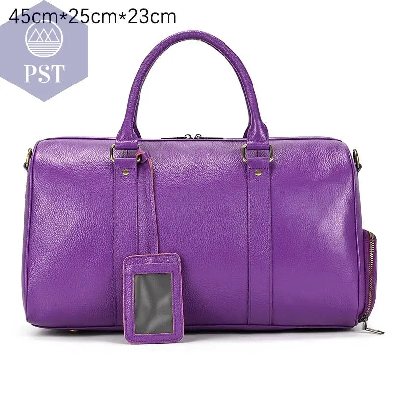 Big Capacity Genuine Leather Travel Bag For Men Women Soft Black Cowhide Casual Travel Duffel Large Luggage Weekend Shoulder Bag       PST PS Tradings
