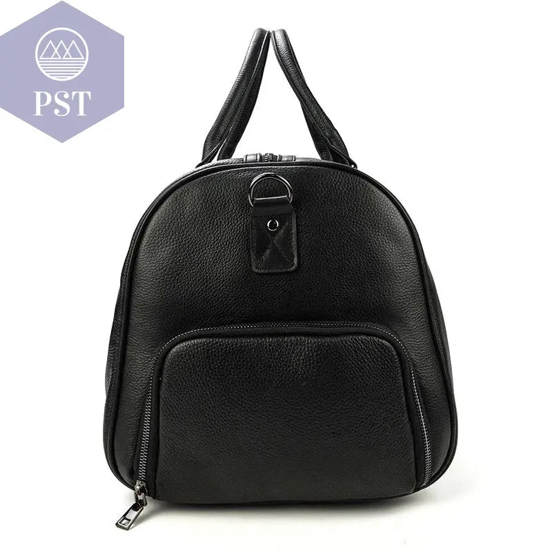 Big Capacity Genuine Leather Travel Bag For Men Women Soft Black Cowhide Casual Travel Duffel Large Luggage Weekend Shoulder Bag - PST PS Tradings  PST PS Tradings