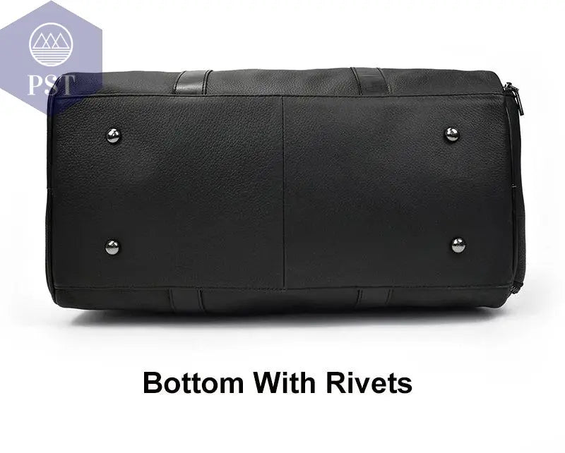 Big Capacity Genuine Leather Travel Bag For Men Women Soft Black Cowhide Casual Travel Duffel Large Luggage Weekend Shoulder Bag - PST PS Tradings  PST PS Tradings