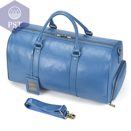 Big Capacity Genuine Leather Travel Bag For Men Women Soft Black Cowhide Casual Travel Duffel Large Luggage Weekend Shoulder Bag - PST PS Tradings  PST PS Tradings