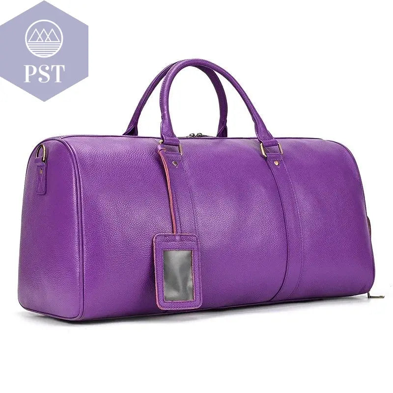 Big Capacity Genuine Leather Travel Bag For Men Women Soft Black Cowhide Casual Travel Duffel Large Luggage Weekend Shoulder Bag - PST PS Tradings  PST PS Tradings