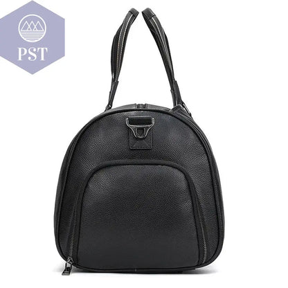 Big Capacity Genuine Leather Travel Bag For Men Women Soft Black Cowhide Casual Travel Duffel Large Luggage Weekend Shoulder Bag - PST PS Tradings  PST PS Tradings