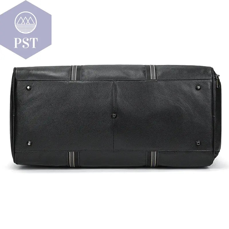 Big Capacity Genuine Leather Travel Bag For Men Women Soft Black Cowhide Casual Travel Duffel Large Luggage Weekend Shoulder Bag - PST PS Tradings  PST PS Tradings