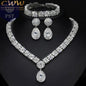 CWWZircons Exklusive Dubai Gold Plate Schmuck Luxus Zirkonia Halskette Ohrring Armband Partei Schmuck-Set für Frauen T053       PST PS Tradings