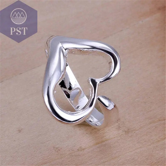 DOTEFFIL 925 Sterling Silver Heart-Shaped Open Ring For Women Wedding Engagement Party Jewelry - Property & Safety Tradings