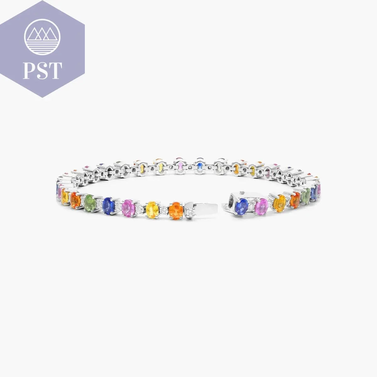 Diamant Tennisarmband mit Saphiren 14K/18K Diamanten PST PS Tradings  PST PS Tradings 18cm-white-18K-White-Gold PST PS Tradings Diamant Tennisarmband mit Saphiren 14K/18K Diamanten