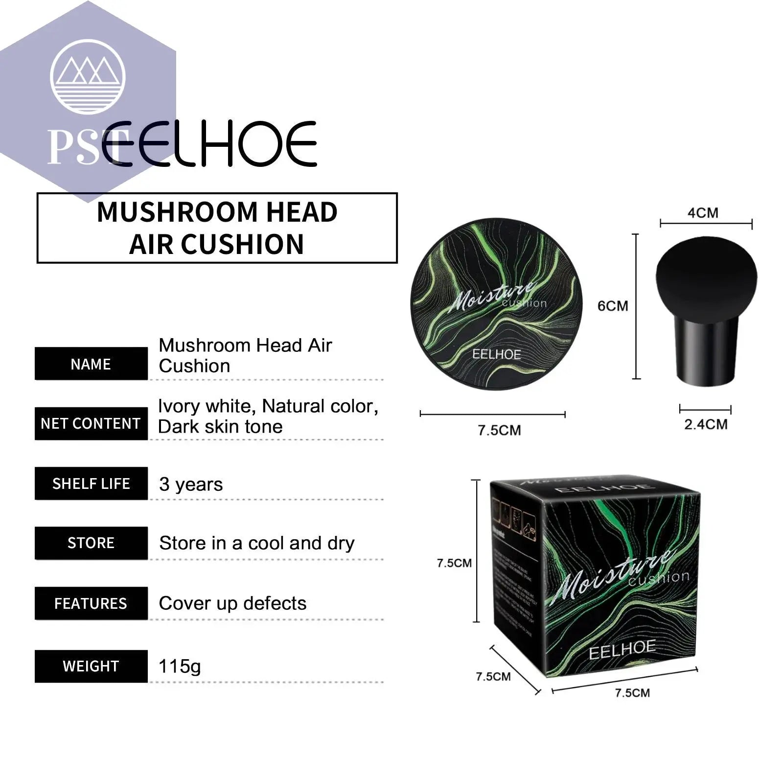 EELHOE Mushroom Air Cushion CC Cream Mushroom Head Waterproof Brighten Base Makeup Cosmetics Professional Concealing Foundation - Property & Safety Tradings