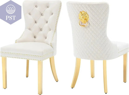 Elegantes Stuhl Set weiß - 2er Stuhl Set PST PS Tradings Stuhlset PST PS Tradings Beige-gold-Leg PST PS Tradings