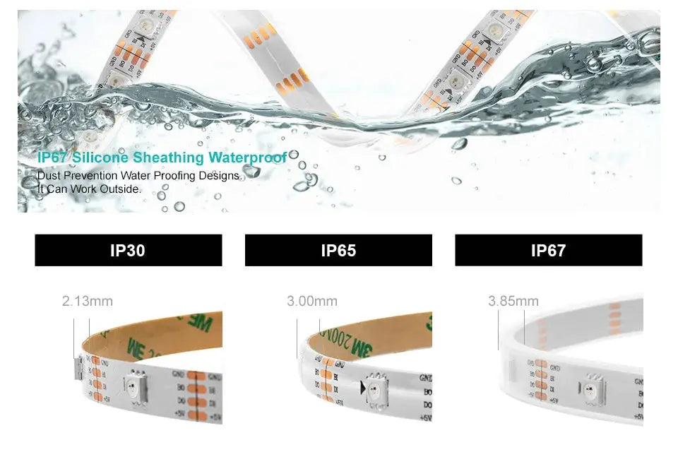 WS2813 Led Strip Light Dual Signal Individually Addressable 1m 4m 5m 30 60 100 144 LEDs WS2812B Updated Black White PCB DC5V       PST PS Tradings