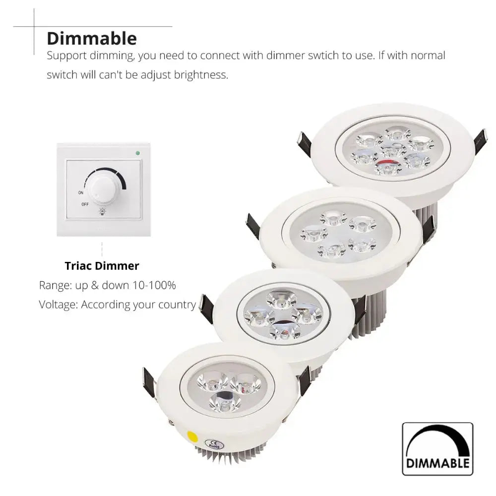 Heißer Verkauf 9 watt 12 watt 15 watt LED Downlight Dimmbare Warm Weiß Natur Weiß Reinem Weiß Einbau LED Lampe spot Licht AC85-265V       PST PS Tradings