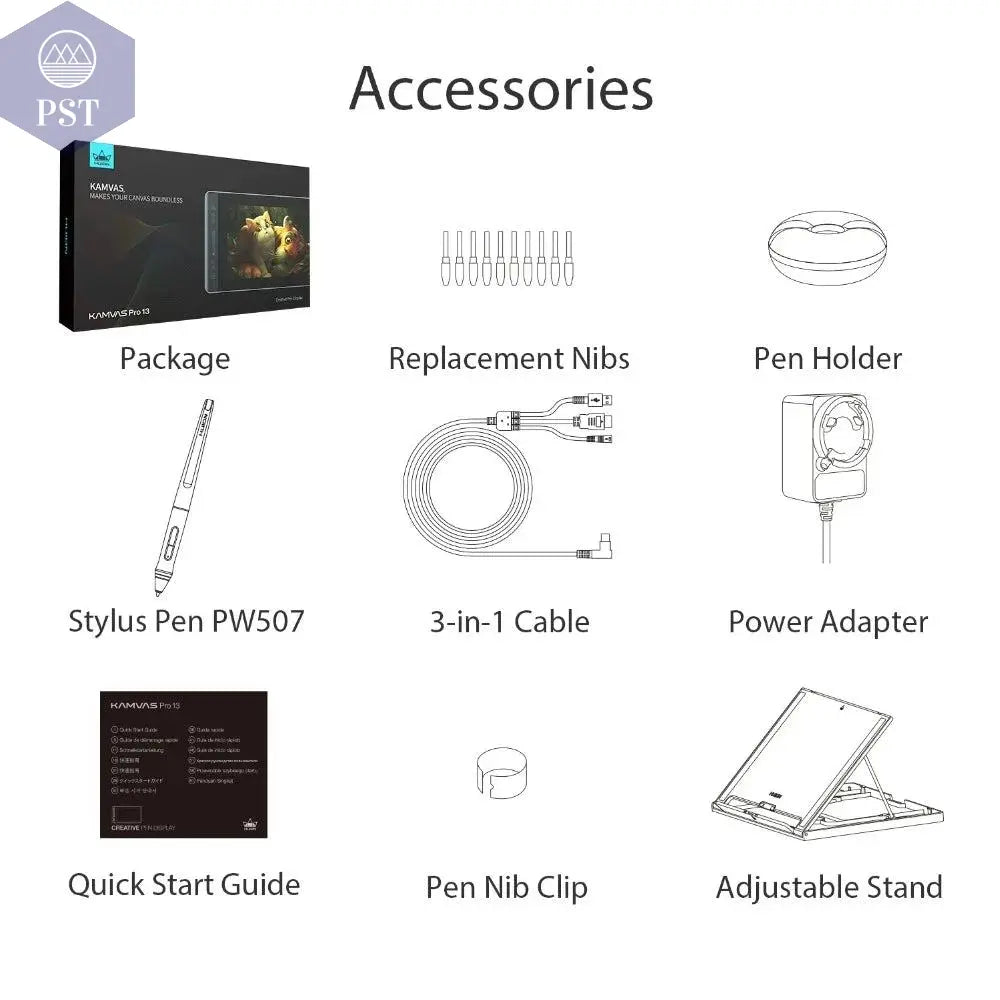 HUION KAMVAS Pro 13 GT-133 Pen Display Digital Graphic Tablet Monitor Battery-Free 8192 levels Pen Drawing Monitor Tilt Function - PST PS Tradings