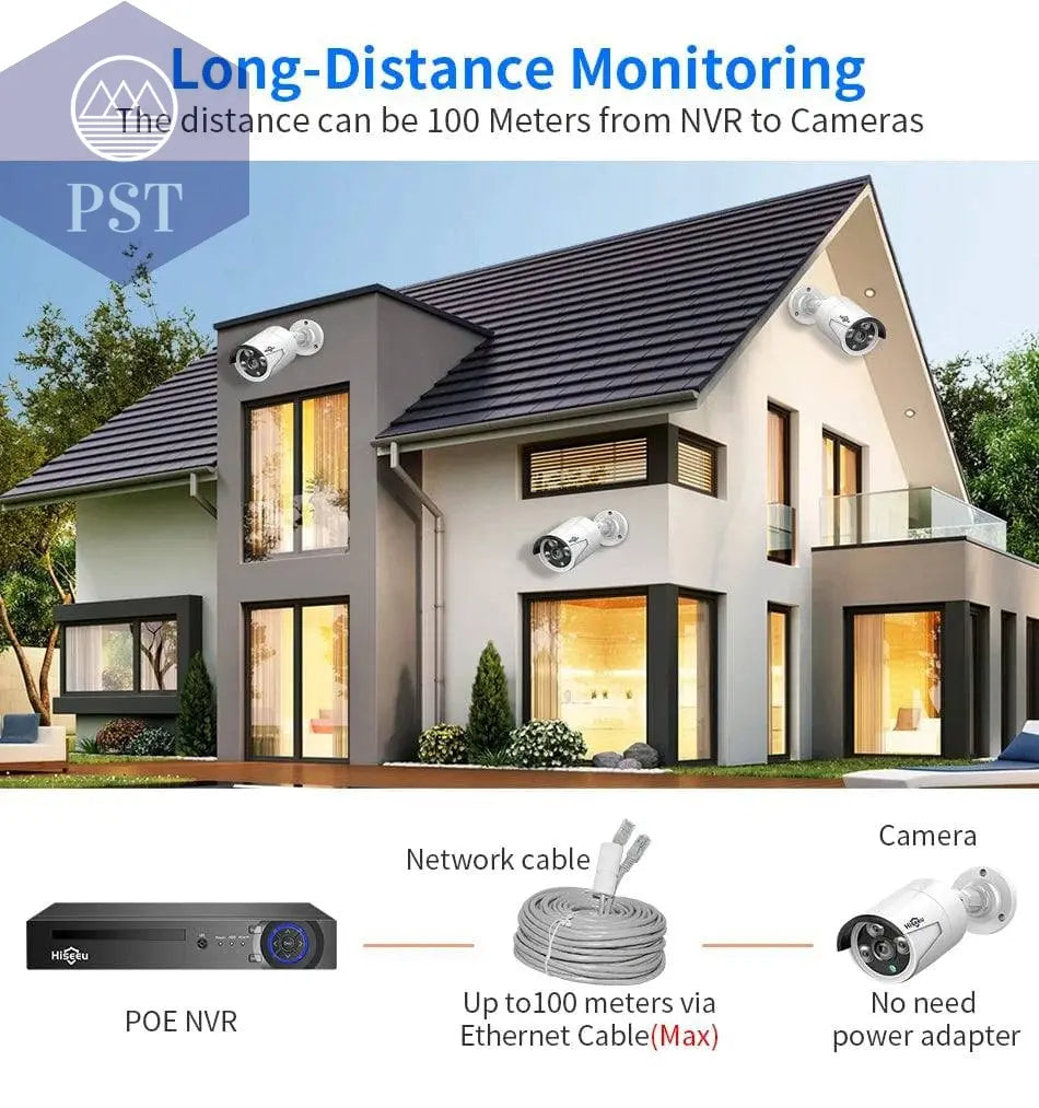 Hiseeu 5MP 3MP 8CH POE NVR Video Audio Record ONVIF CCTV IP Security Surveillance Camera System Kit Set Outdoor House Waterproof - Property & Safety Tradings