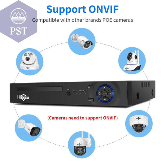 Hiseeu H.265+ 4CH 10CH 16CH POE NVR For IP Security Surveillance Camera CCTV System 5MP 8MP 4K Audio Video Recorder Face Detect - Property & Safety Tradings