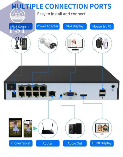 Hiseeu H.265+ 4CH 10CH 16CH POE NVR For IP Security Surveillance Camera CCTV System 5MP 8MP 4K Audio Video Recorder Face Detect - Property & Safety Tradings