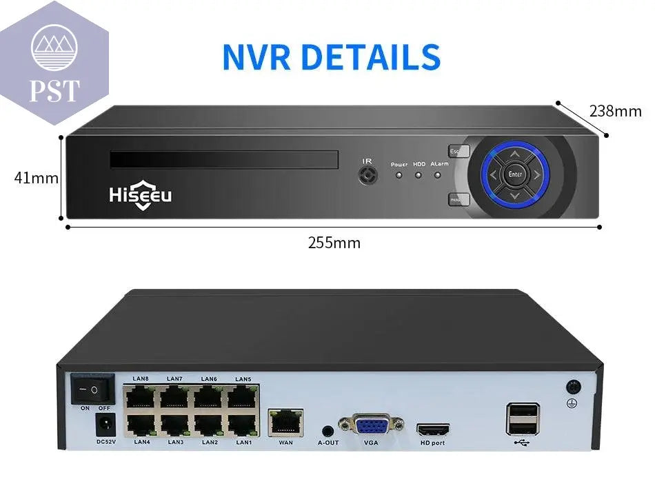 Hiseeu H.265+ 4CH 10CH 16CH POE NVR For IP Security Surveillance Camera CCTV System 5MP 8MP 4K Audio Video Recorder Face Detect - Property & Safety Tradings