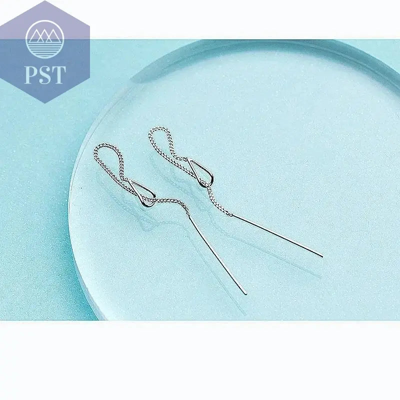 INZATT 925 Sterling Silver 6.3cm Long Tassel Chain Sticker Bar Dangle Drop Earrings For Women Fashion Jewelry Wedding Gift - PST PS Tradings