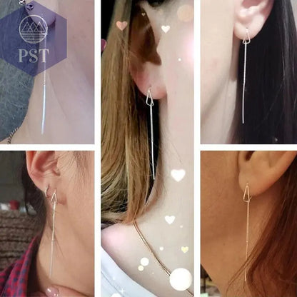 INZATT 925 Sterling Silver 6.3cm Long Tassel Chain Sticker Bar Dangle Drop Earrings For Women Fashion Jewelry Wedding Gift - PST PS Tradings